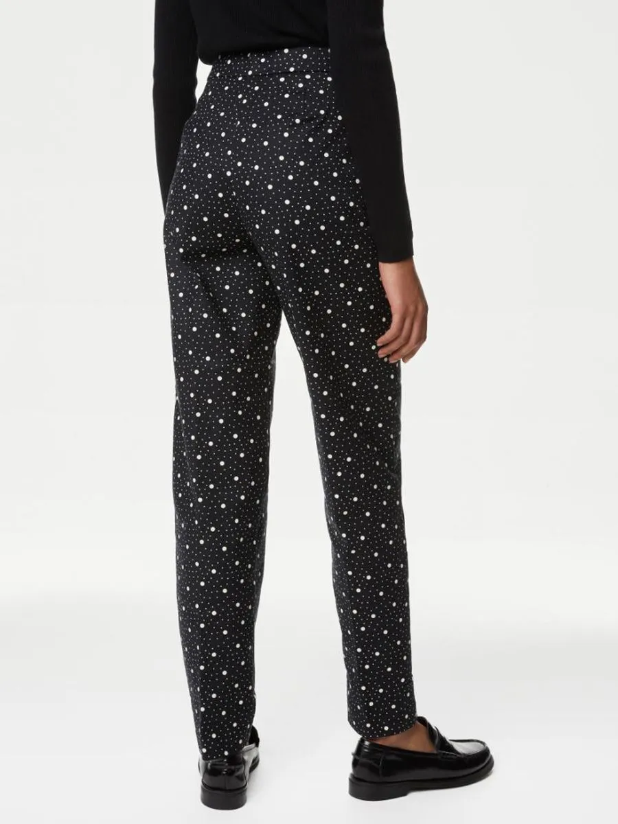 MARKS & SPENCER Women Trousers Cotton Rich Printed Slim Fit