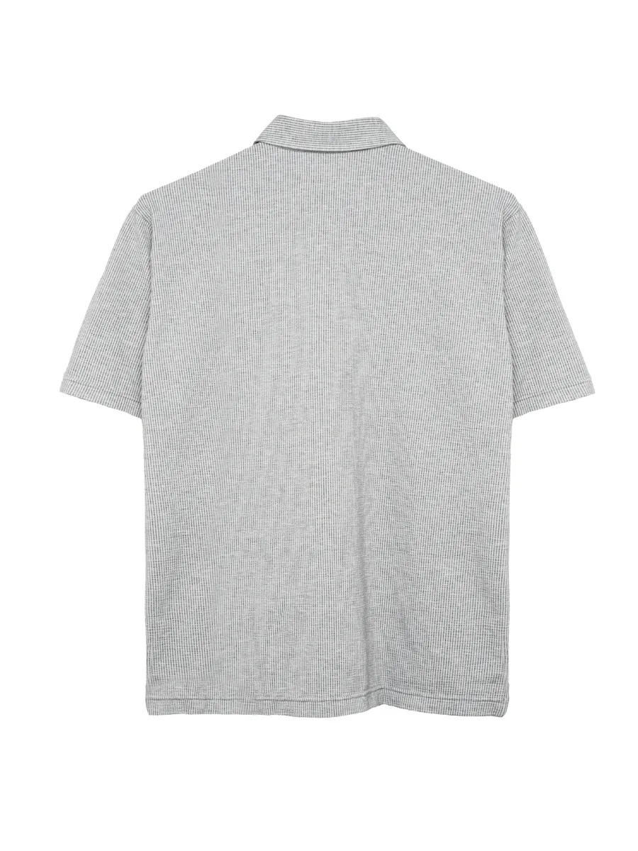 TAKEO KIKUCHI MEN GREY COOLMAX KNIT SUCKER POLO SHIRT