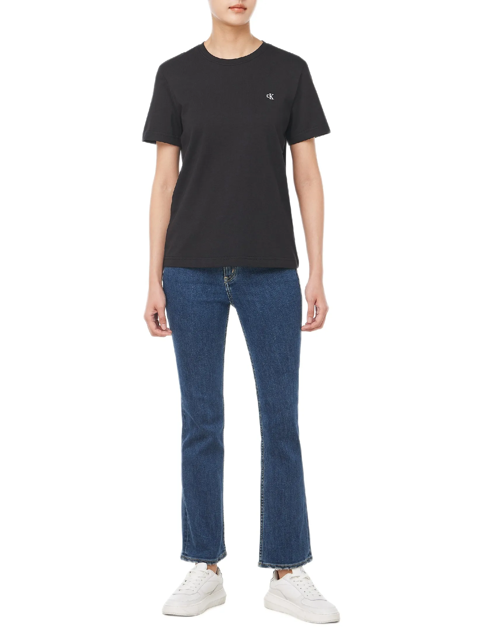 CALVIN KLEIN Women s Archive Jersey Crewneck Short Sleeve T-Shirt Black