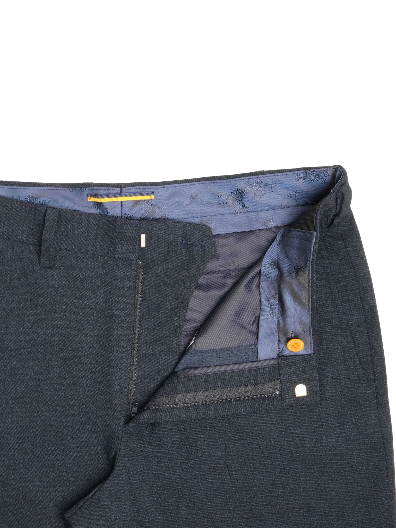 TAKEO KIKUCHI MEN NAVY CS PRIMEFLEX DOTAIR PLAIN WEAVE PANTS