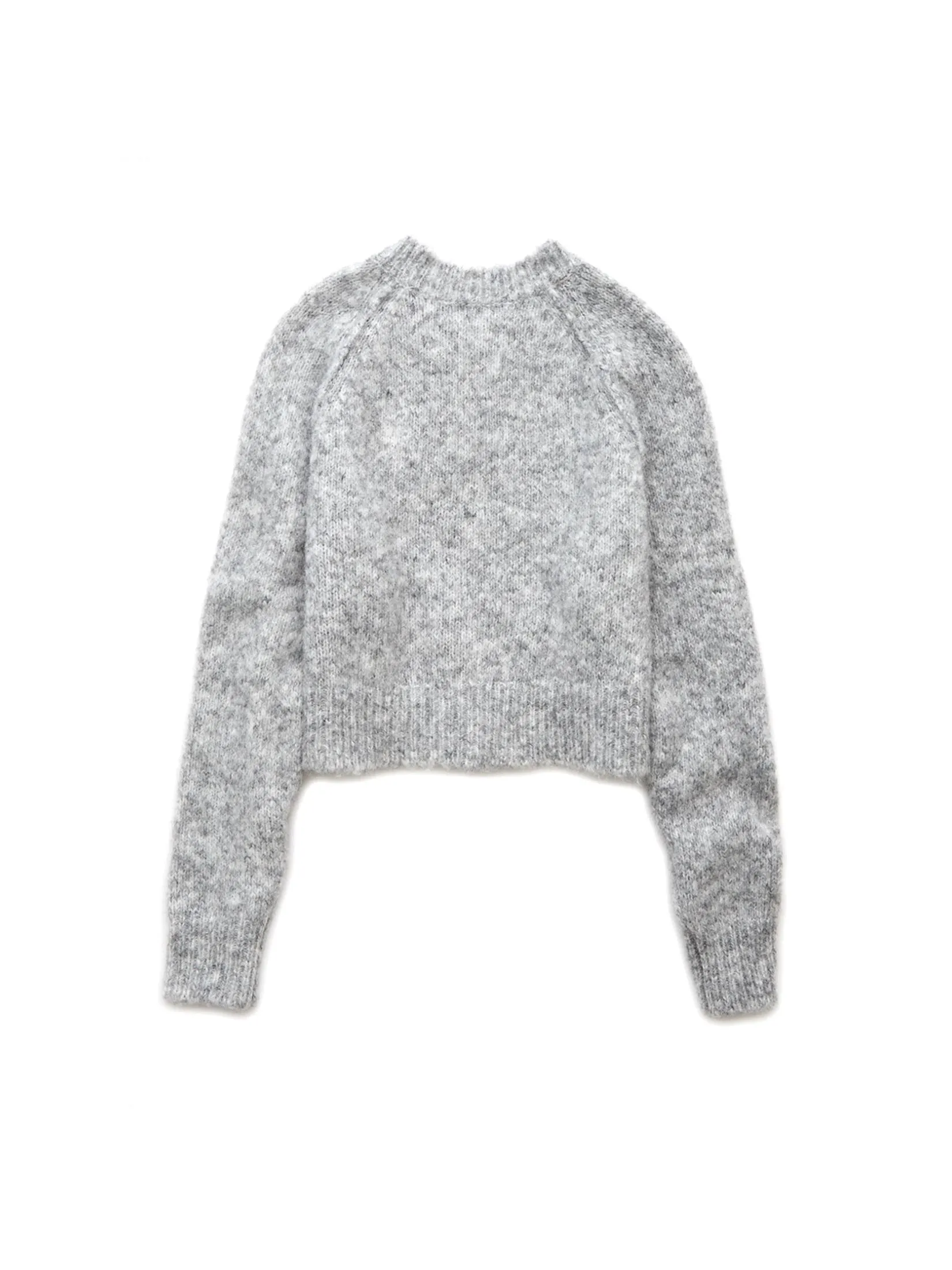 AMERICAN EAGLE WOMEN 1373 LS CROPPED CREW NK BOW NOVELTY 092 LIGHT HEATHER GRAY