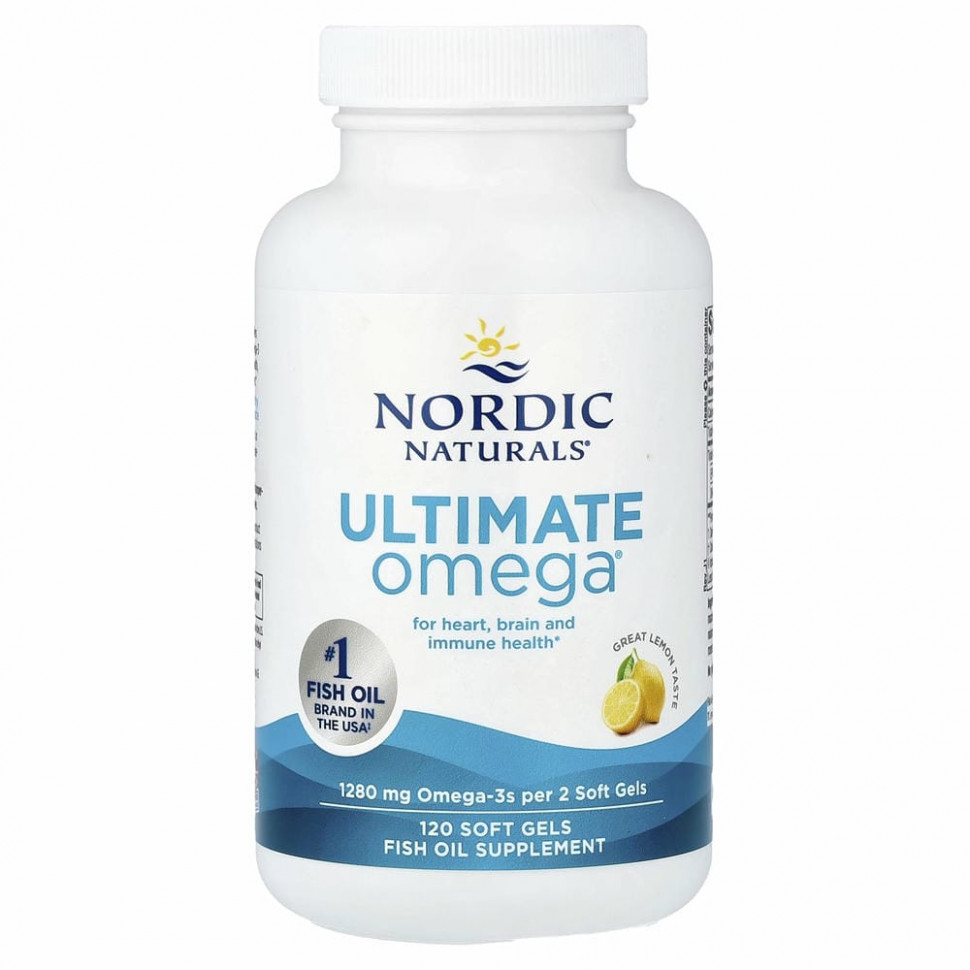 Nordic Naturals, Ultimate Omega, со вкусом лимона, 640 мг, 120 капсул