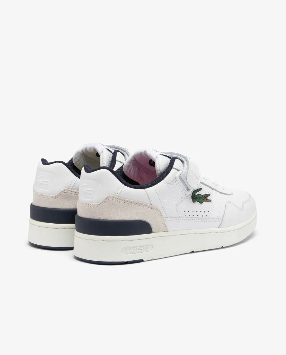 LACOSTE Men’s T-Clip Velcro Contrasted Collar Leather Trainers White