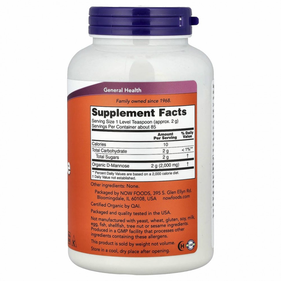 NOW Foods, D-манноза, чистый порошок, 170 г (6 унций)