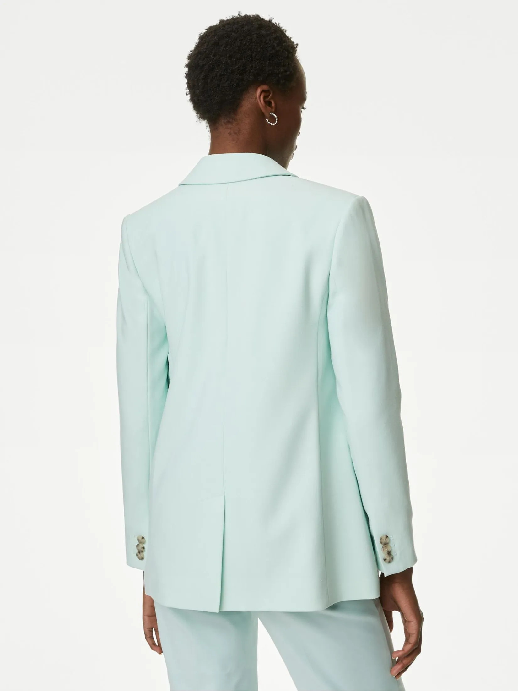MARKS & SPENCER Women Blazer Relaxed Single Breasted Light Green