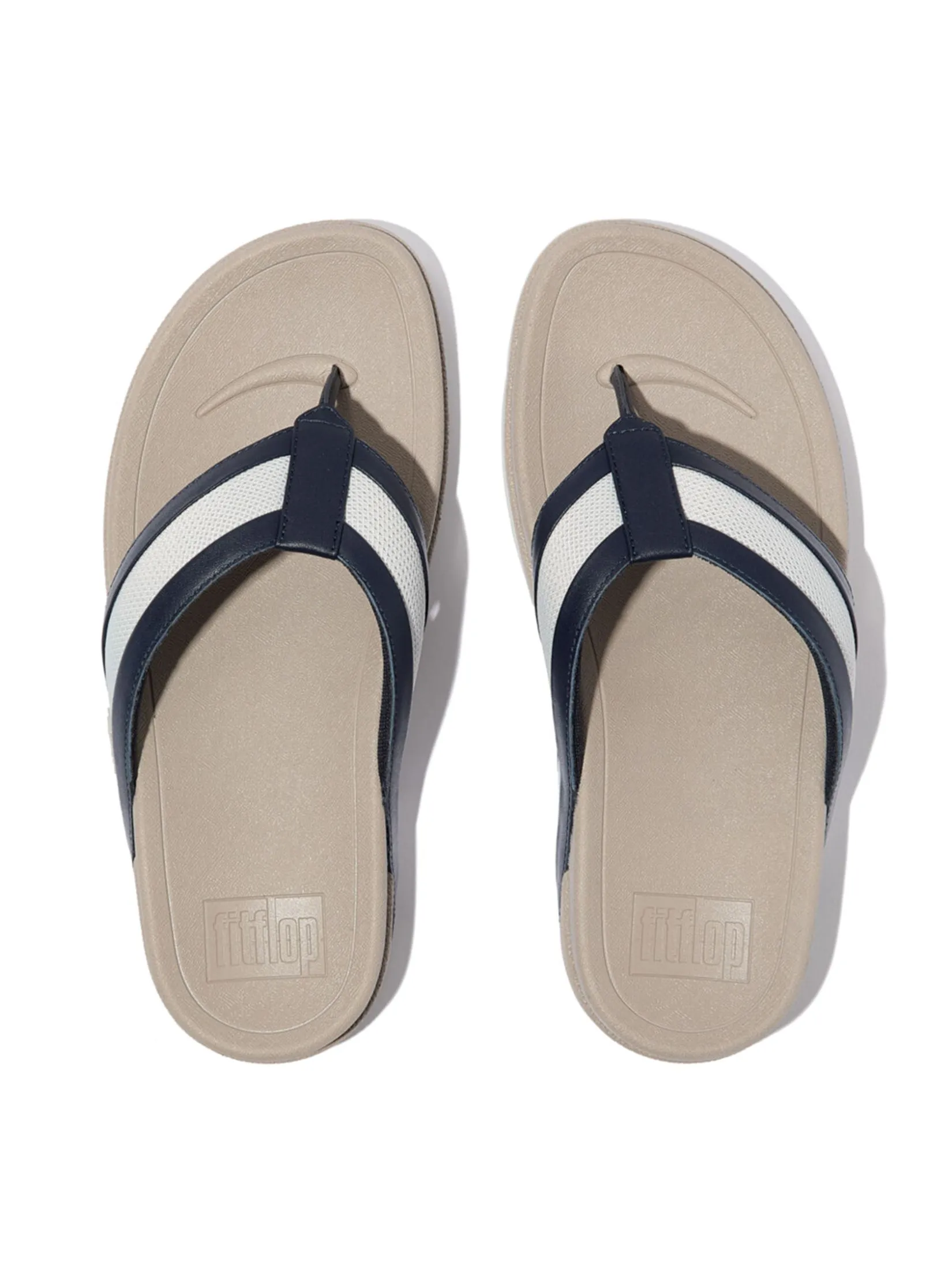 FitFlop™ MEN'S SURFER LEATHER/MESH TOE-POST BLUE