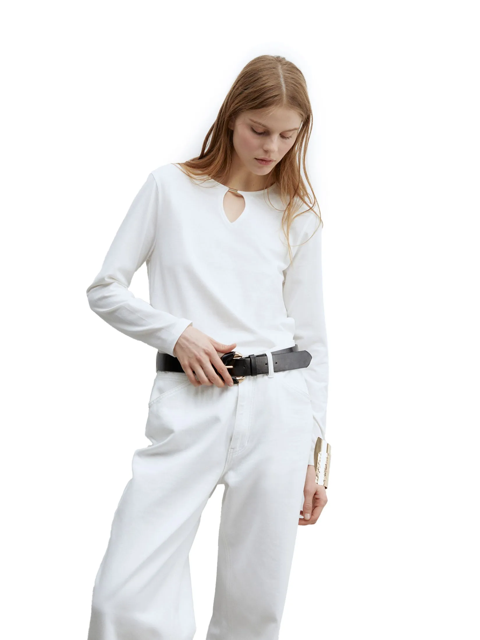 SFERA Women T-Shirt Long-Sleeved Plain Front Detail