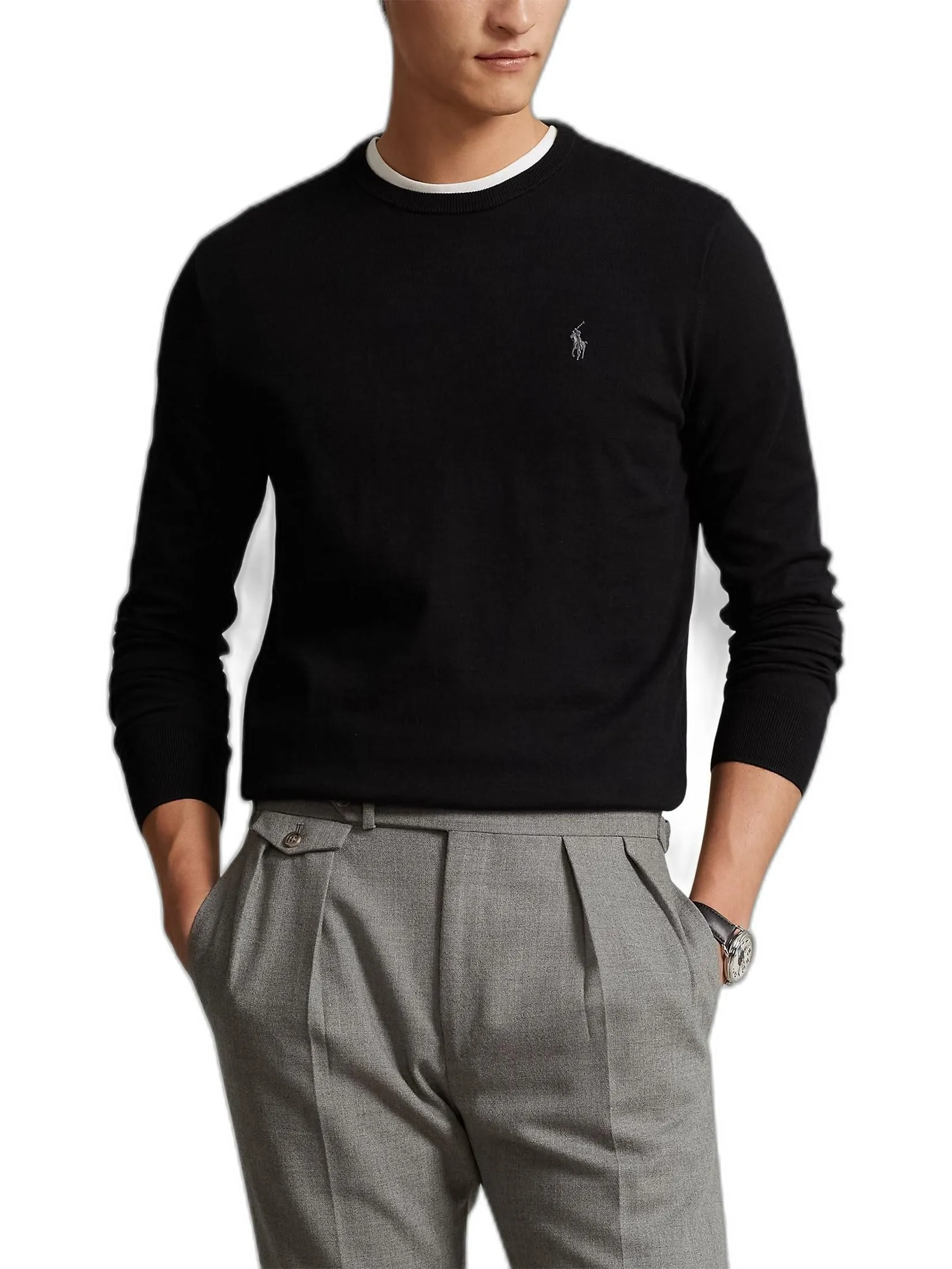 POLO RALPH LAUREN Slim Fit Cotton Sweater  MNPOSWE16820122 Black