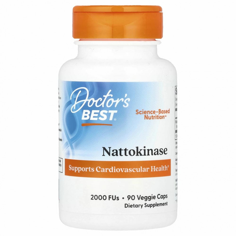 Doctor's Best, наттокиназа, 2000 FU, 90 вегетарианских капсул