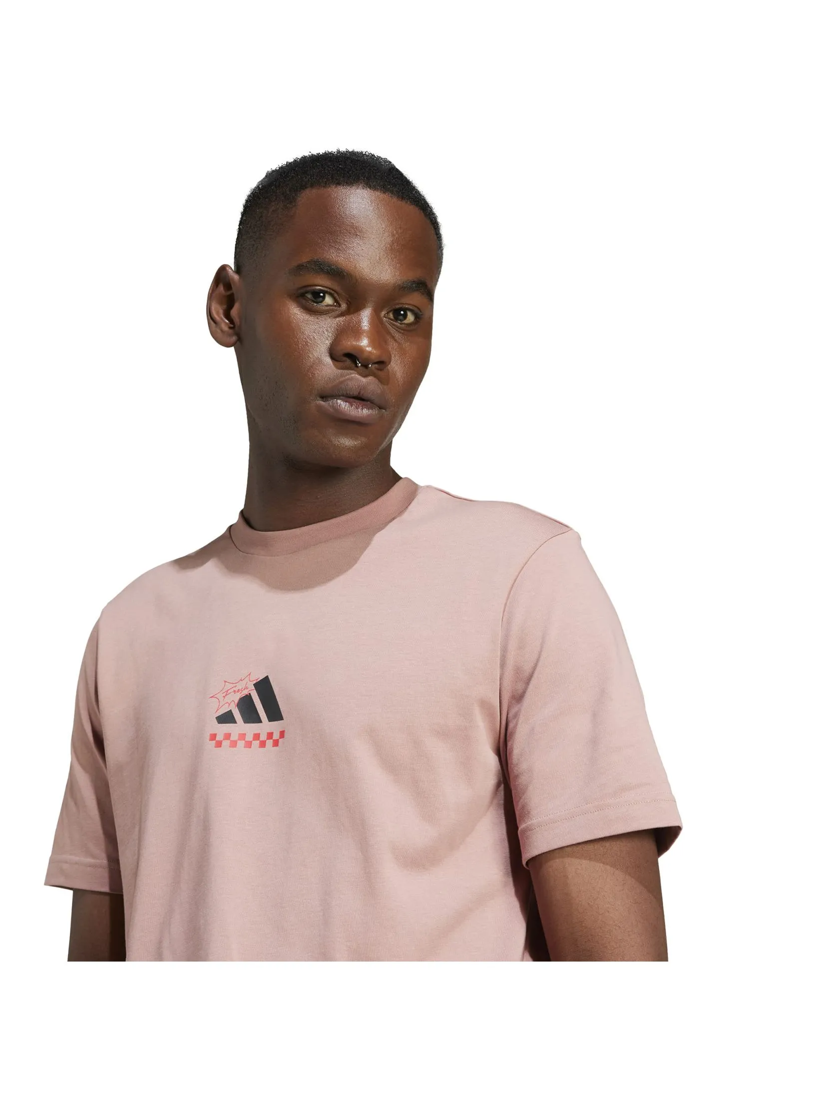 ADIDAS Men T-Shirt Lounge Pizza Graphic Warm Clay