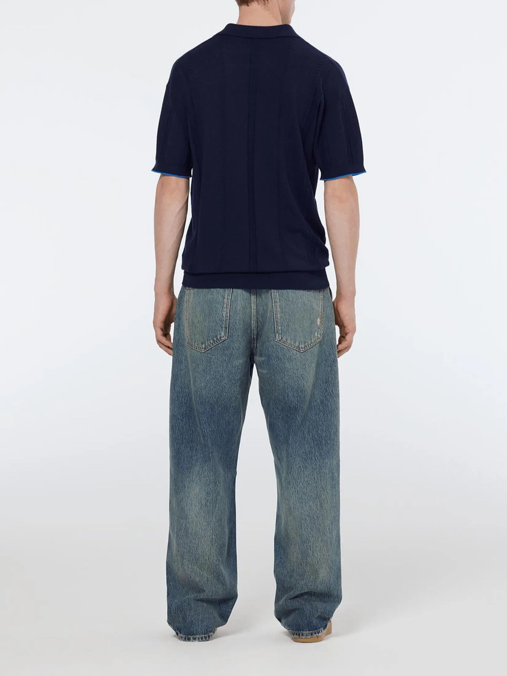 SCOTCH&SODA Men Polo V-Neck Relaxed Fit Knit