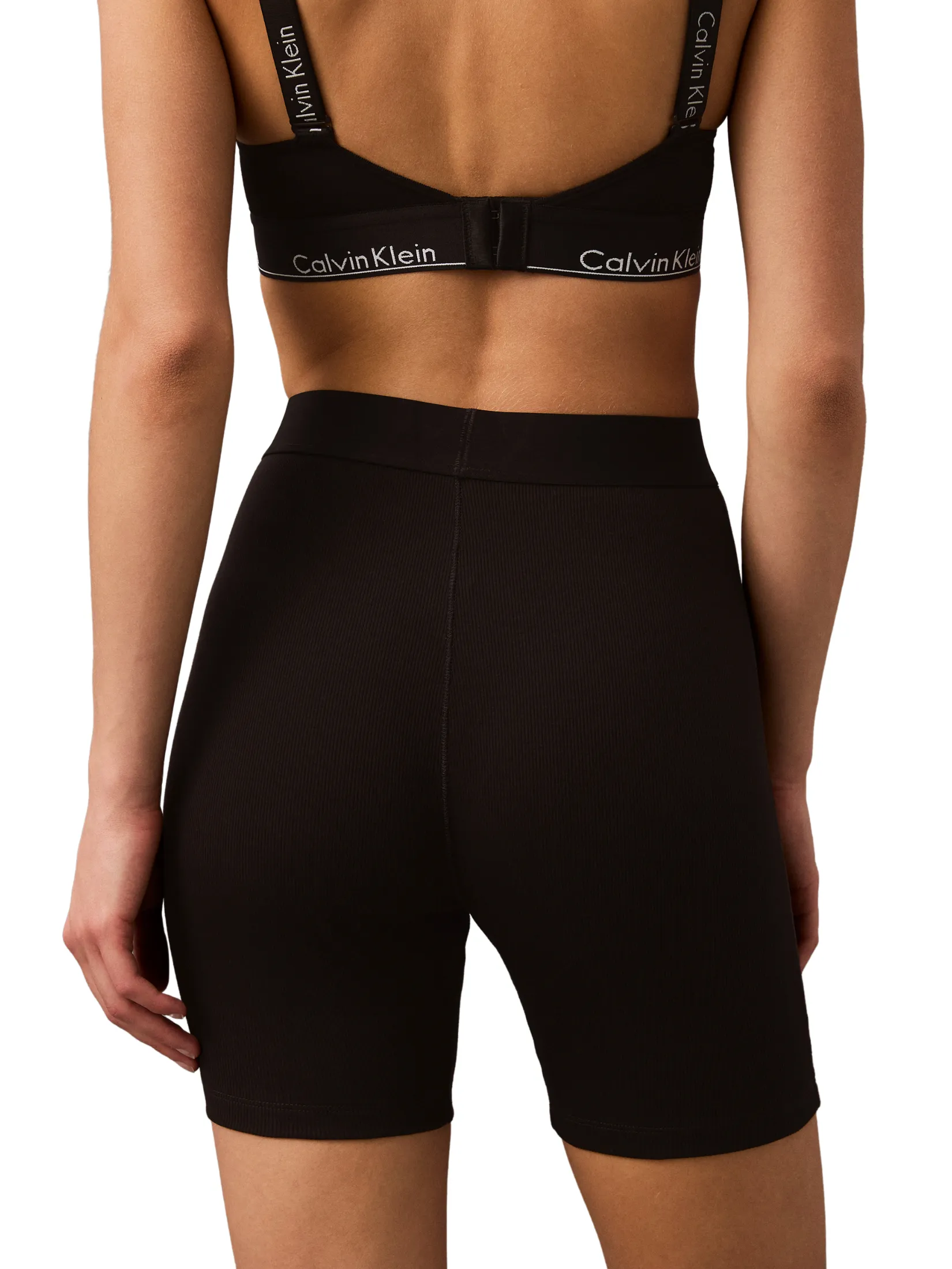 CALVIN KLEIN Cotton Stretch Rib Bike Shorts Black