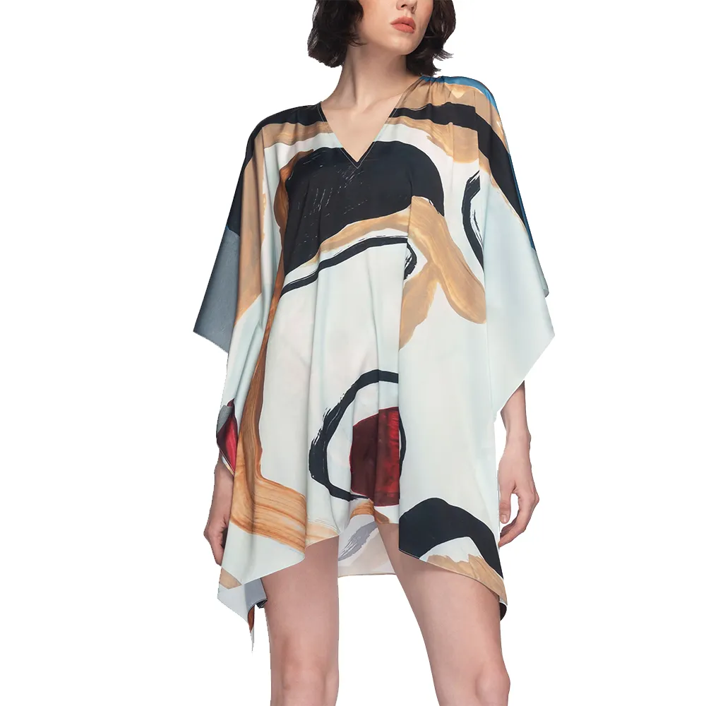 ANGELYS BALEK Multicolor Deep V-Neck Dress