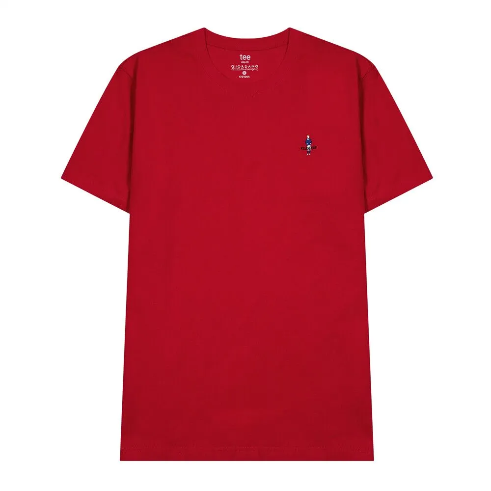 GIORDANO Red Men's Classic Man Embroidery Tees
