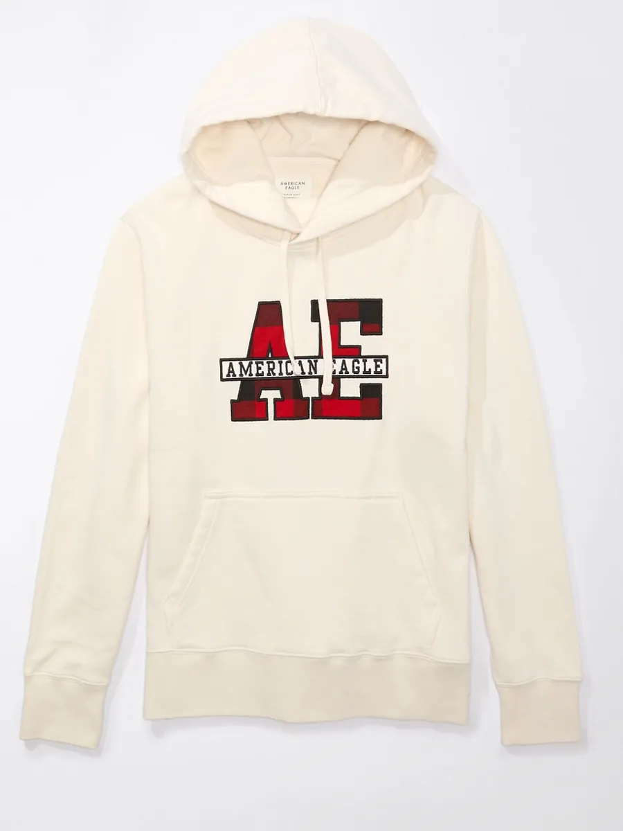 AMERICAN EAGLE MEN 2156 HERITAGE FLEECE 2ND GRAPHIC HOODIE 106 CREAM