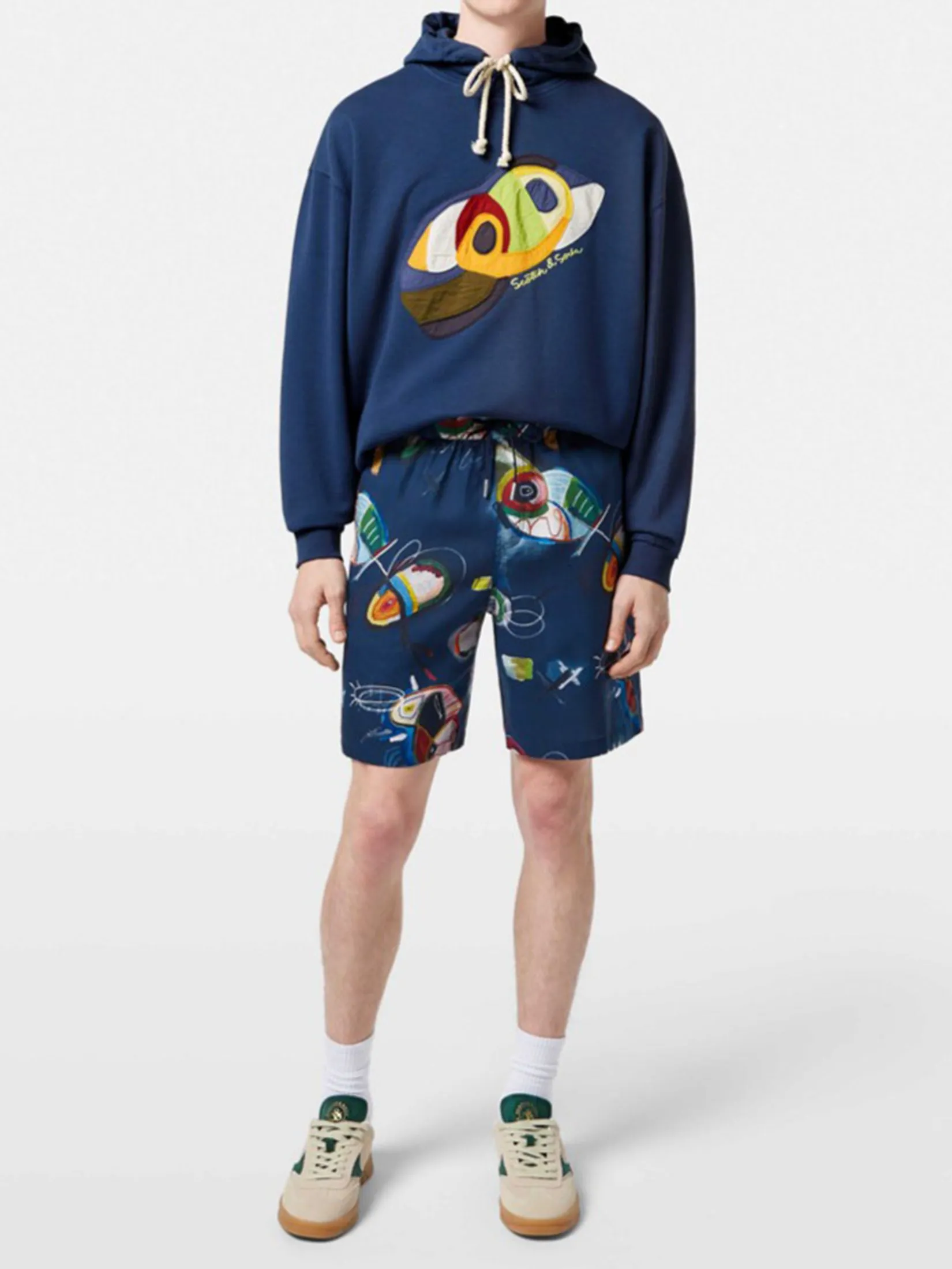 SCOTCH&SODA Men Bermuda Short Fave - Relaxed Fit Printed Tencel Abstract Island Night AOP