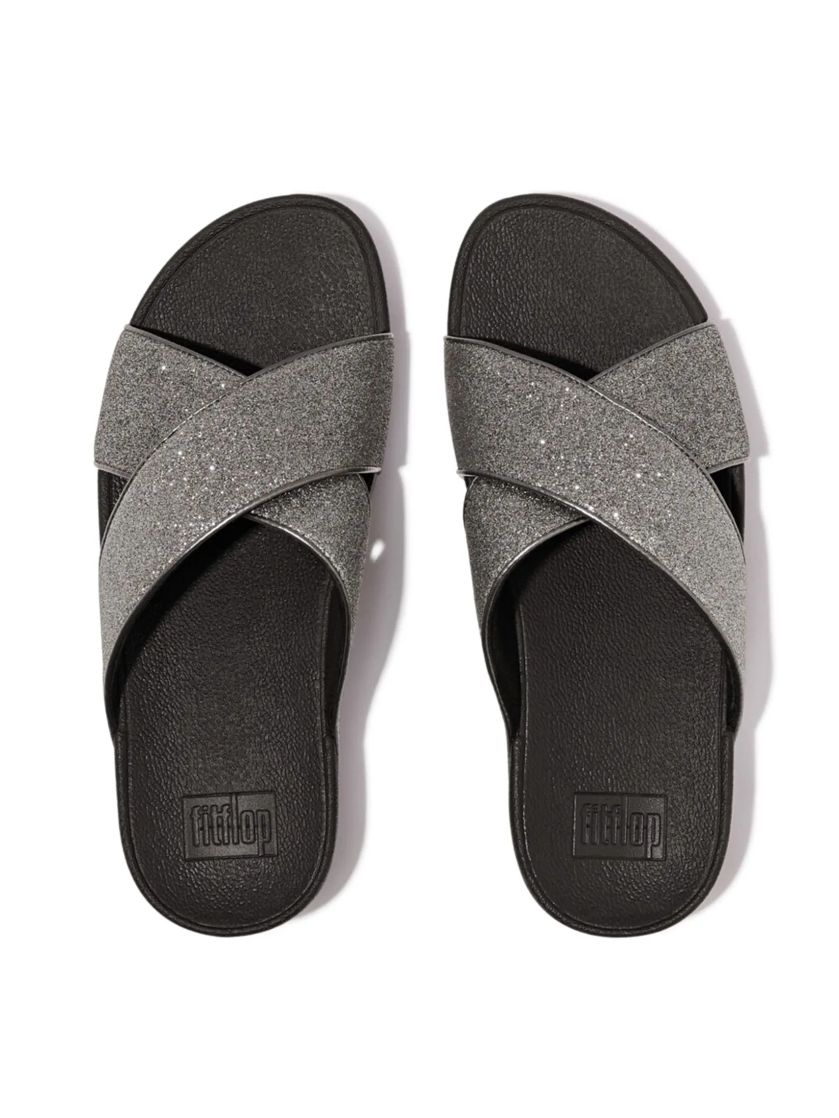 FitFlop™ WOMEN'S LULU GLITTERDUST CROSS SLIDES GREY