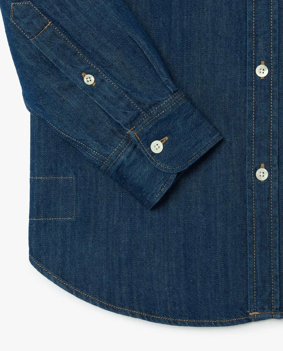 LACOSTE Lightweight Denim Regular Fit Shirt Grey