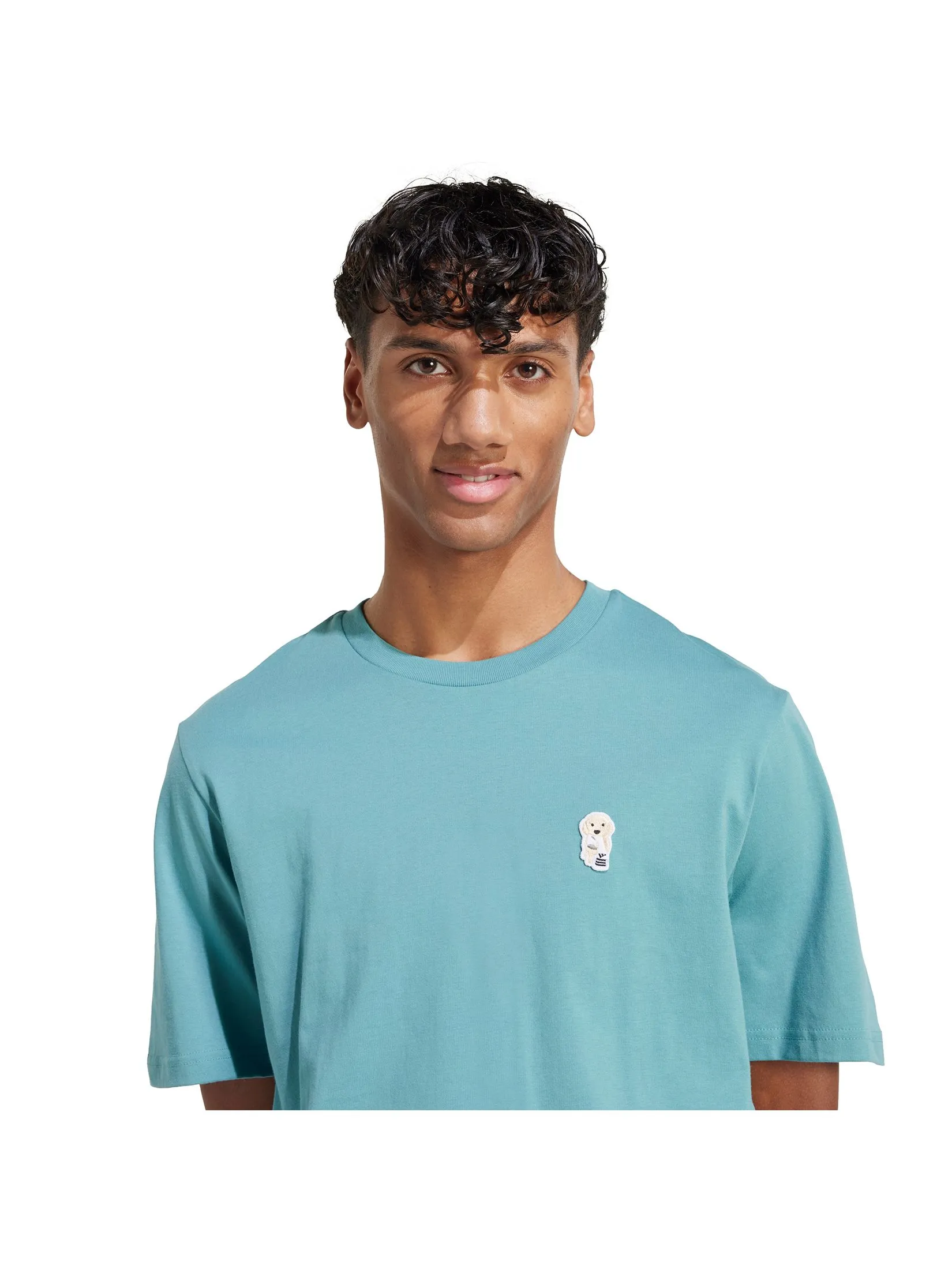 ADIDAS Men T-Shirt Graphic Dog Sock Patch