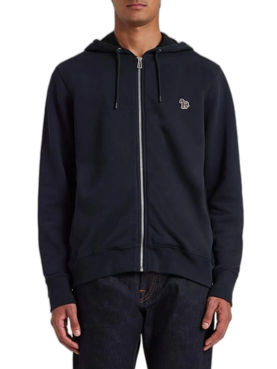 PAUL SMITH SWEATSHIRTS MENS REG FIT ZIP HOODY ZEBRA VERY DARK NAVY
