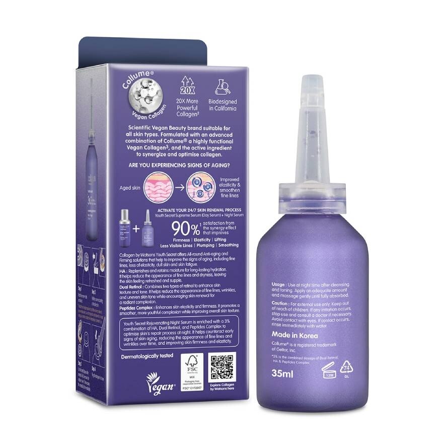 Collagen by Watsons Youth Secret Rejuvenating Night Serum 35ml.