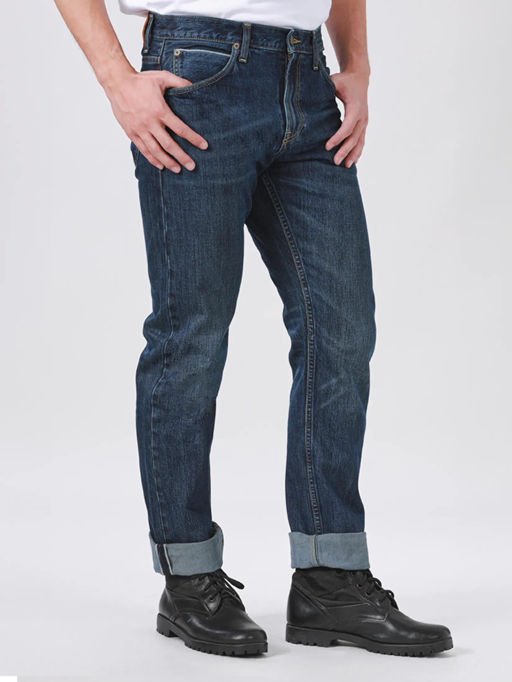 LEE Men s Jeans (Red Selvedge) Lee Riders Collection Mid Knox Fit Mid Indigo
