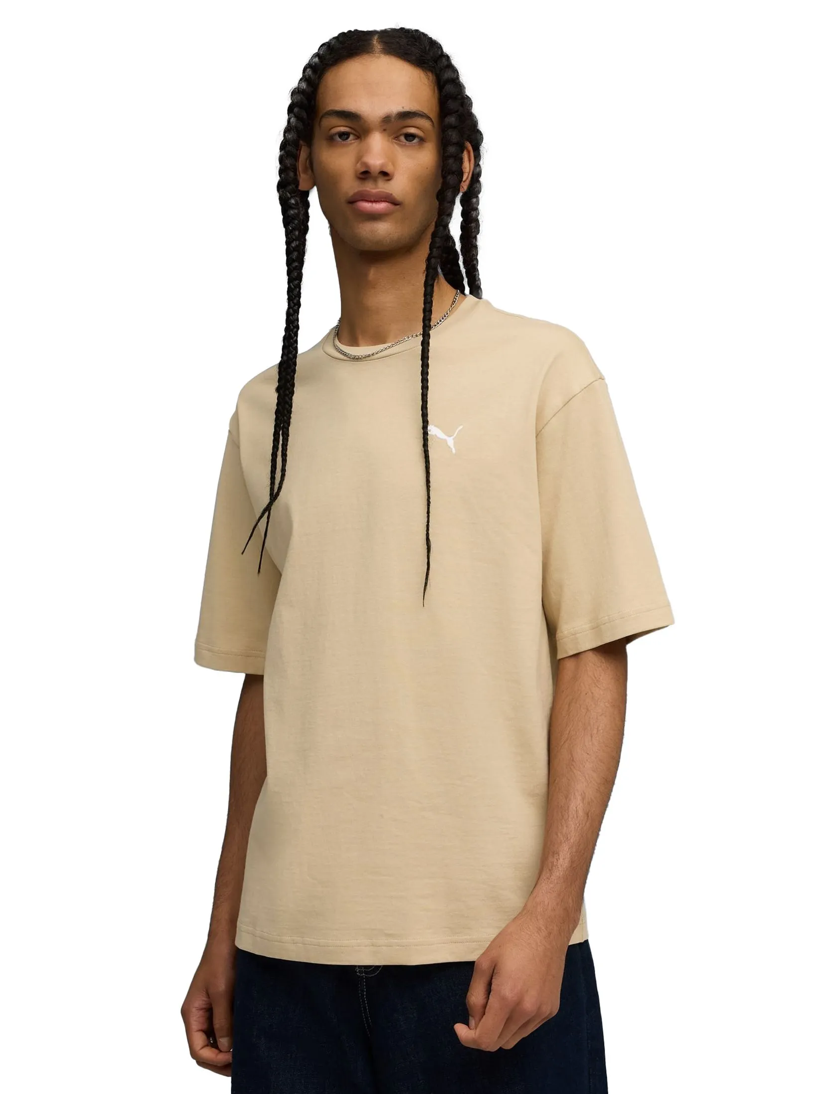 PUMA Men Tee Wardrobe Ess Boxy 629645-83 Pebble Path Size - L