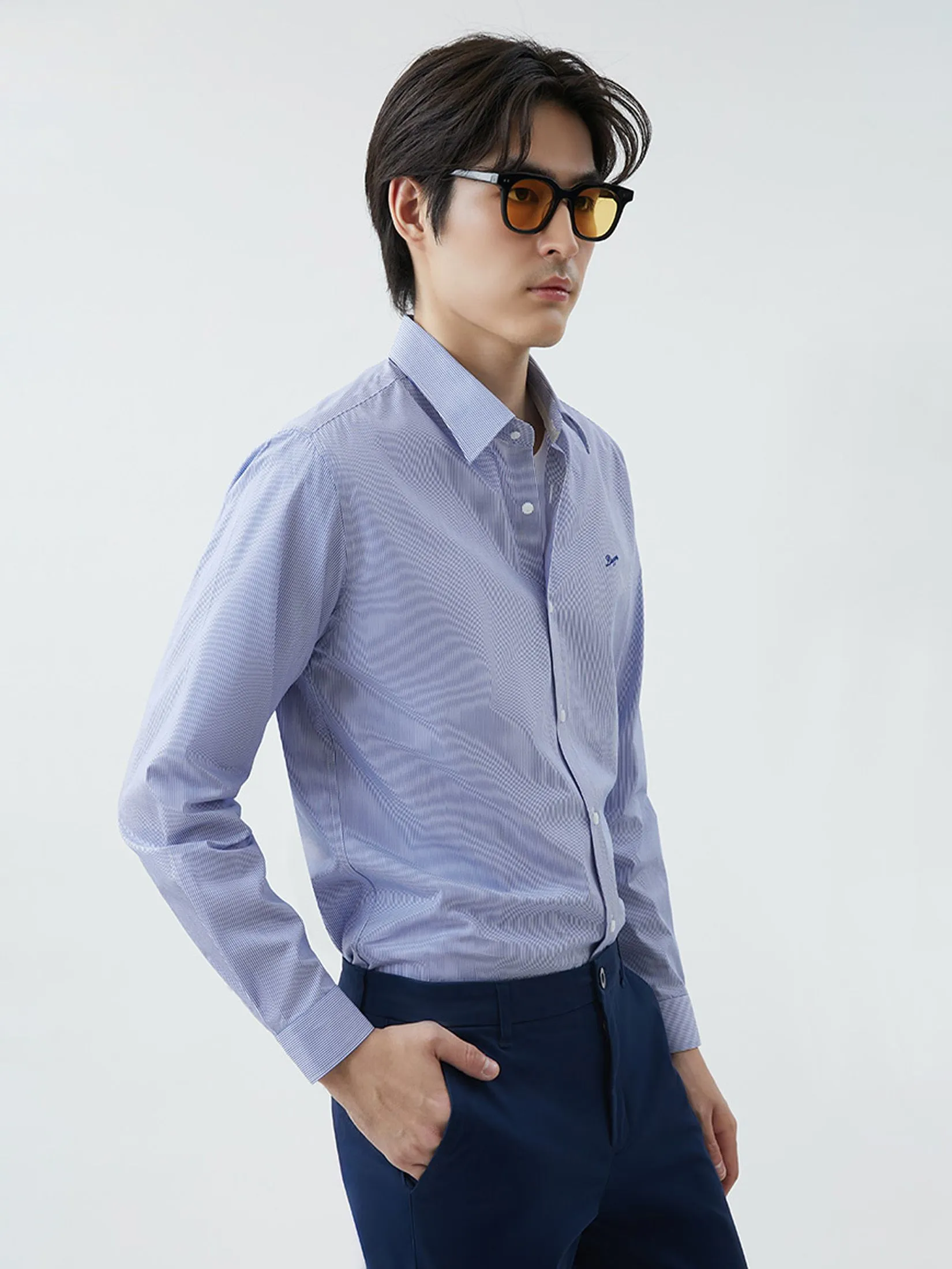 DAPPER DAPPER EASY CARE Striped Smart Fit Shirt Blue