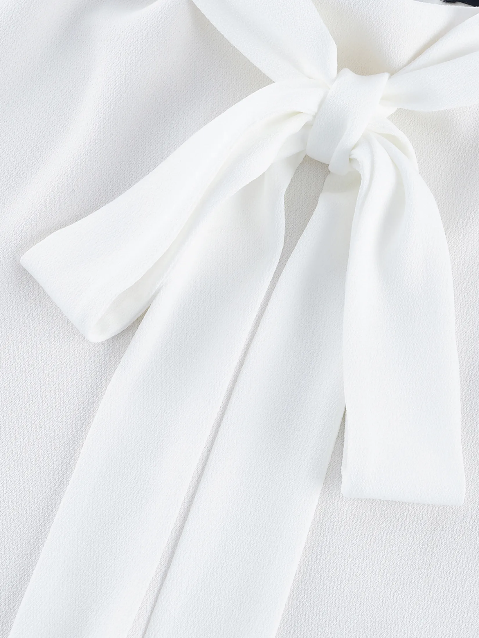 G2000 Women Clothing Crepe Colour Block Stand Long Sleeve Collar Blouse Regular Fit - Off-White