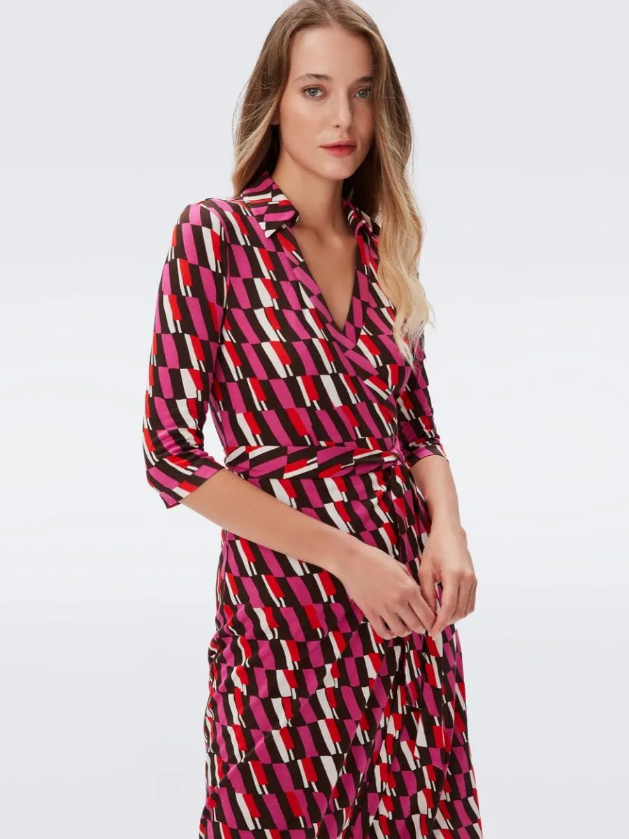 DIANE VON FURSTENBERG DVF ABIGAIL MIDI DRESS ARTA GEO PINK ME