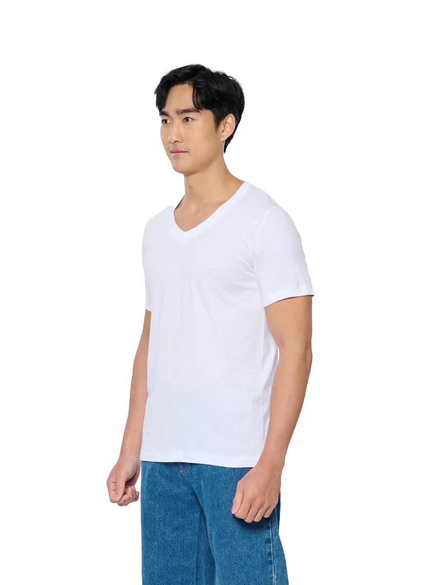 DOUBLE GOOSE White Double Goose T-Shirt V Neck Classic.