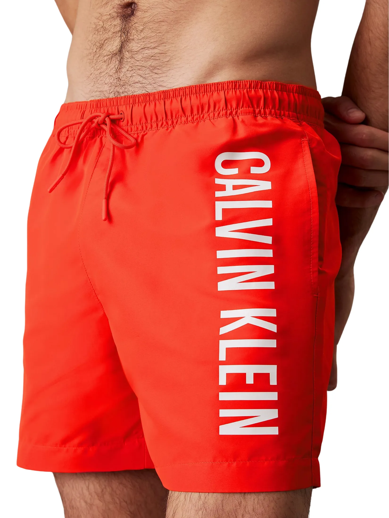 CALVIN KLEIN Men's Intense Power Medium Drawstring swim shorts Orange