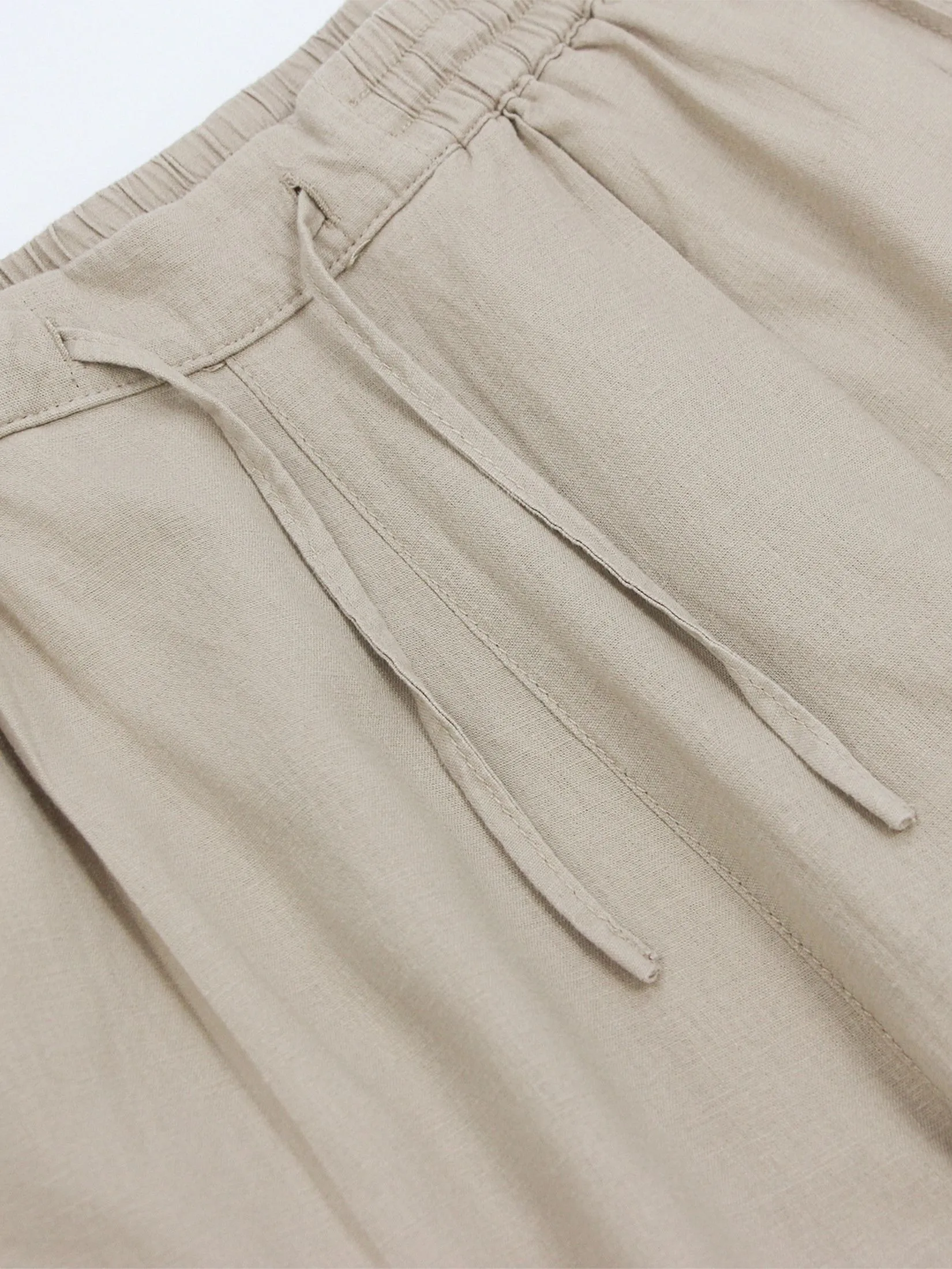 GIORDANO Women's Wide Leg Linen Viscose Pants Light mocha khaki