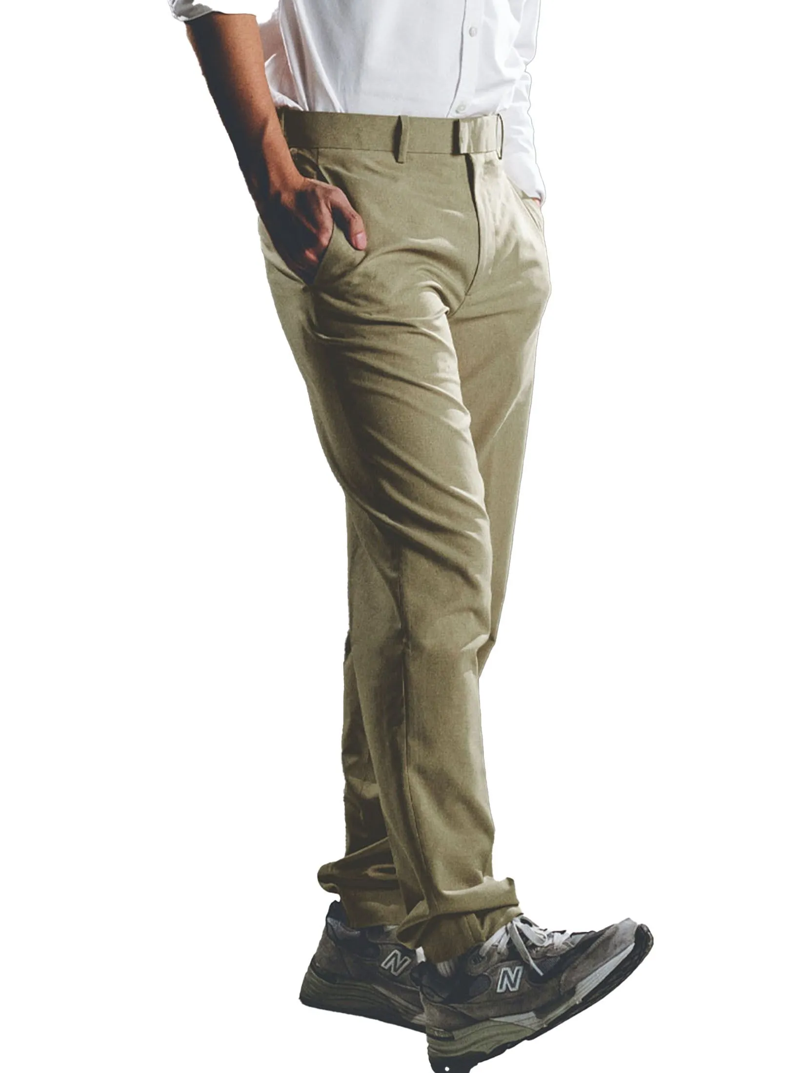 ERA-WON Men's Pants Relaxed workday Relaxed straight legs Beige