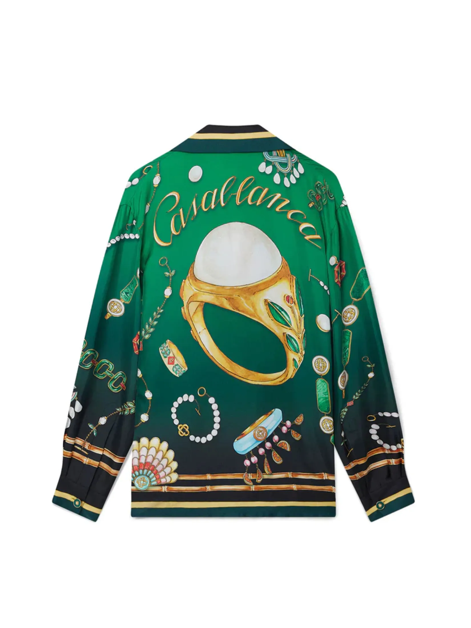 CASABLANCA SILK TWILL CUBAN COLLAR LONG SLEEVE SHIRT IN LA BOITE A BIJOUX