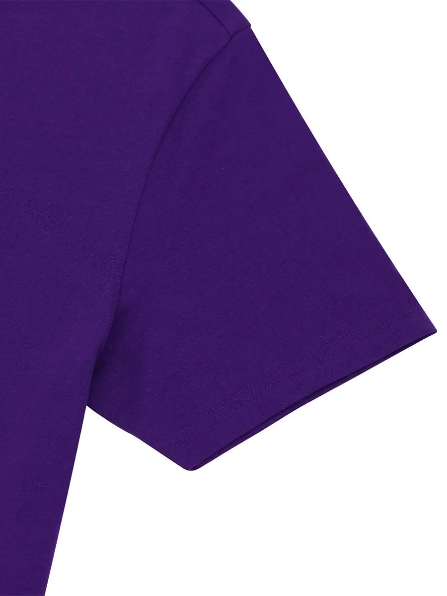 GIORDANO Men's Slim Fit Embroidery Tee (Classic Man) Plum purple