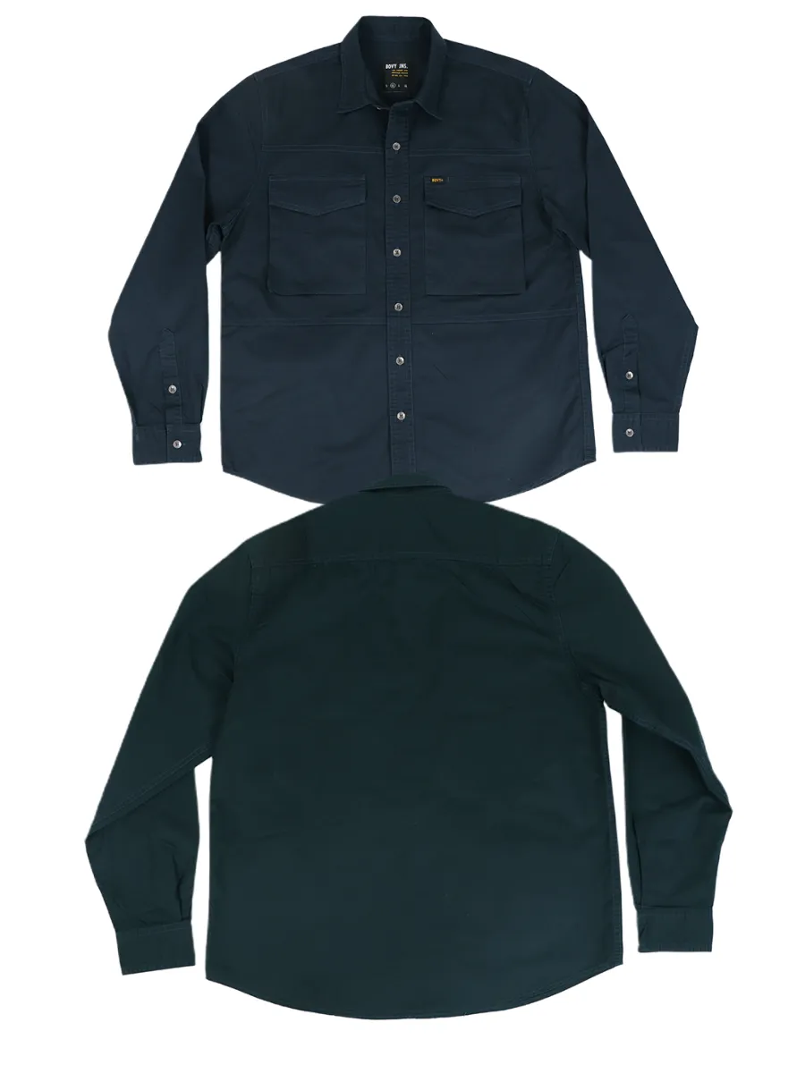 BOVY MEN'S OXFORD SHIRT SLEEVED NAVY COTTON TWILL