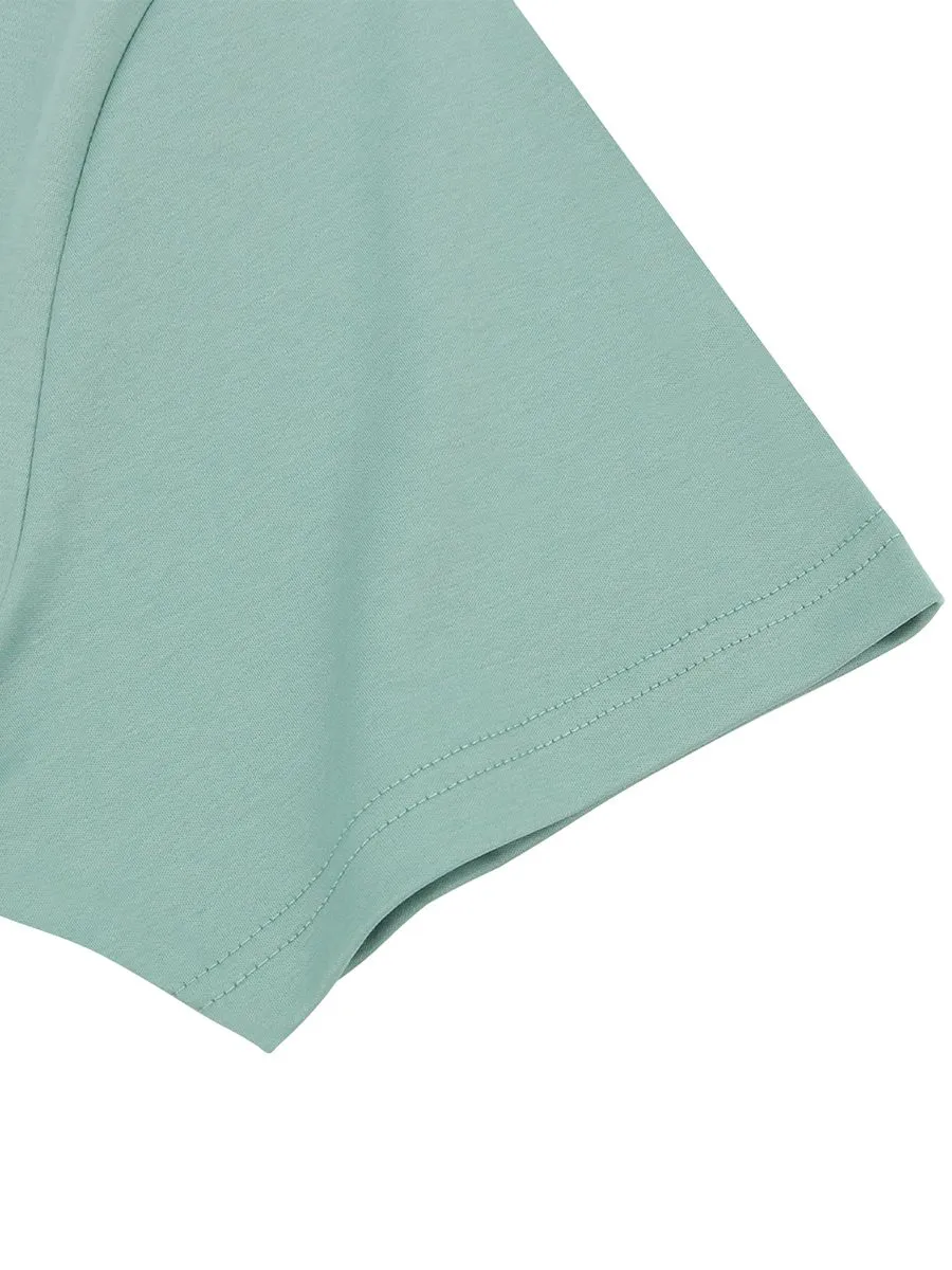 GIORDANO Men's Interlock Embroidery Tee (Liquid Touch) Green Surf