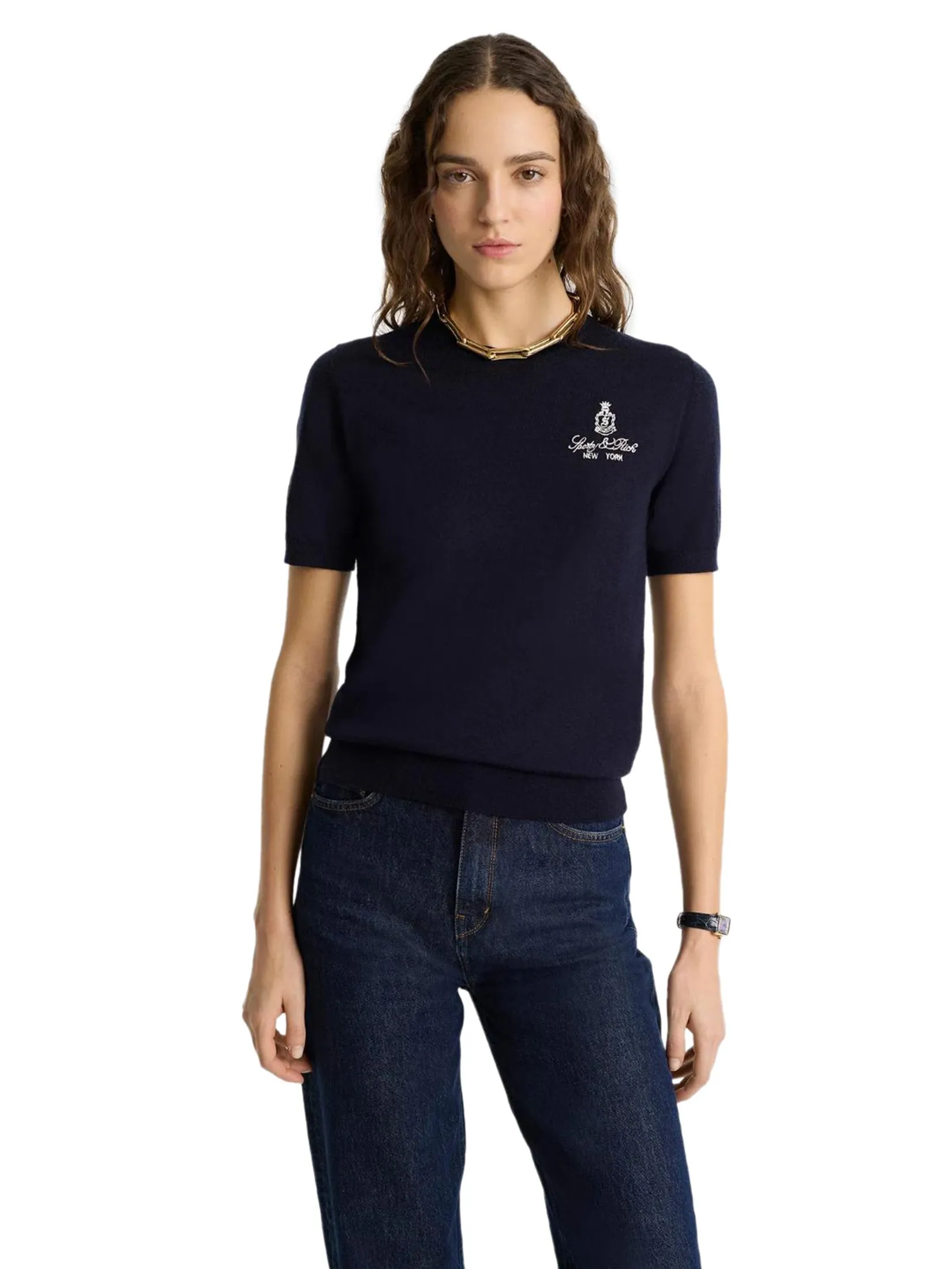 SPORTY & RICH Unisex Sweater Vendome Merino - Navy