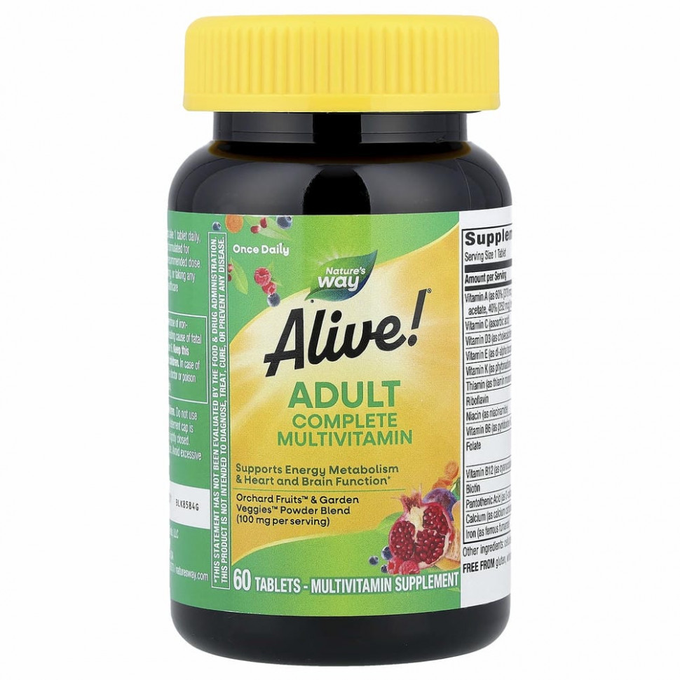 Nature's Way, Alive! комплекс мультивитаминов и мультиминералов для ежедневного пополнения запаса энергии, 60 таблеток