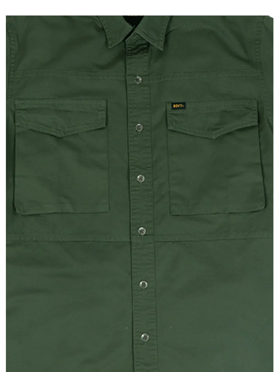 BOVY MEN'S OXFORD SHIRT SLEEVED GREEN COTTON TWILL