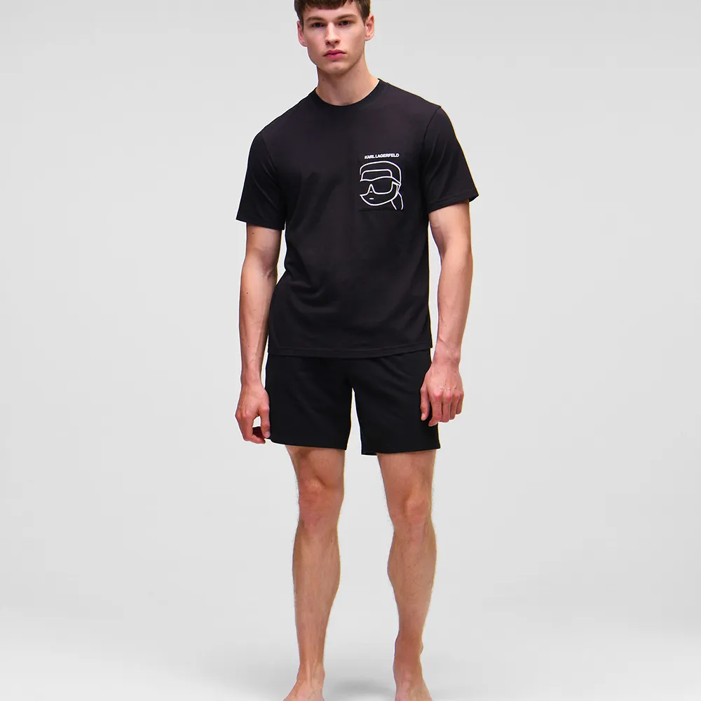 KARL LAGERFELD IKONIK 2.0 SHORTS AND TEE SET BLACK Size - L