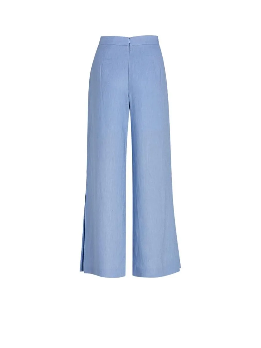 MONARCH Light Blue Linen Culottes Pants No.M97P165054