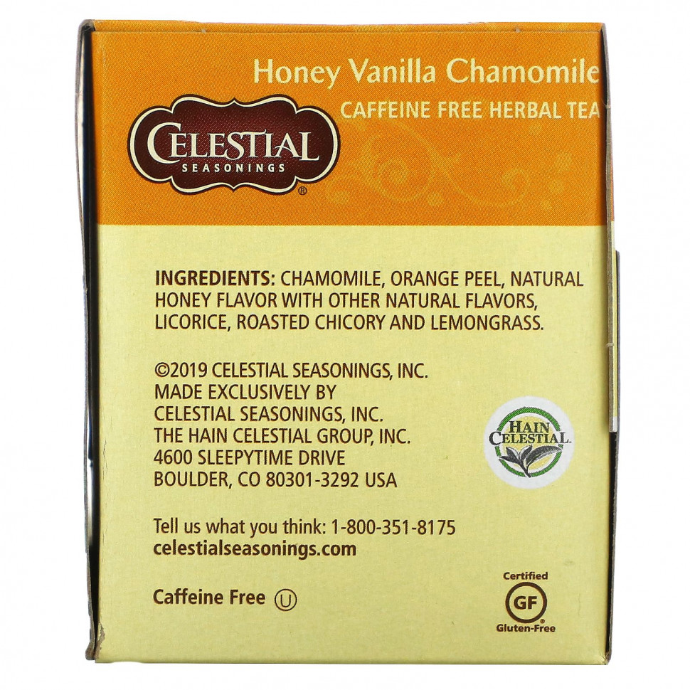 Celestial Seasonings, травяной чай, со вкусом меда, ванили и ромашки, без кофеина, 20 чайных пакетиков, 47 г (1,7 унции)