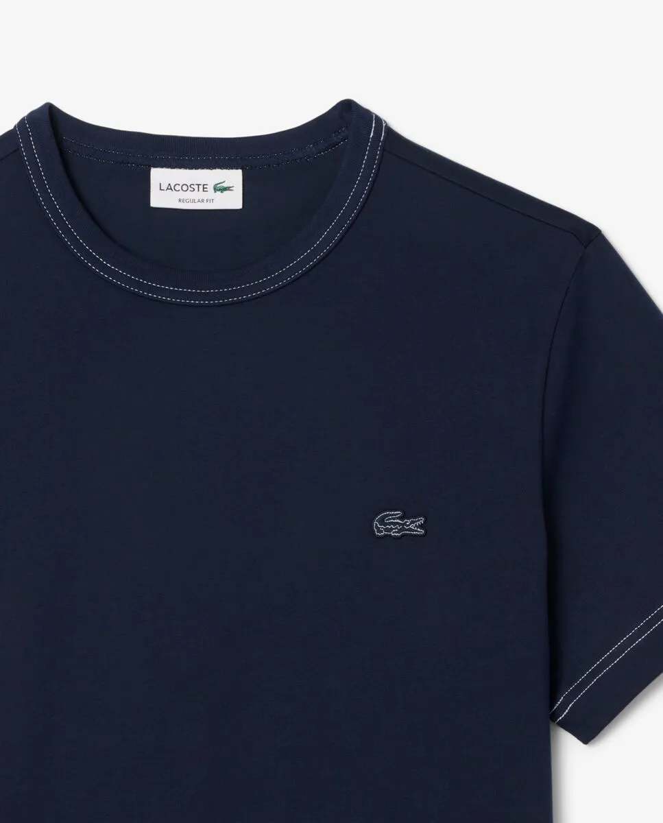 LACOSTE Regular Fit Cotton Jersey T-Shirt Blue