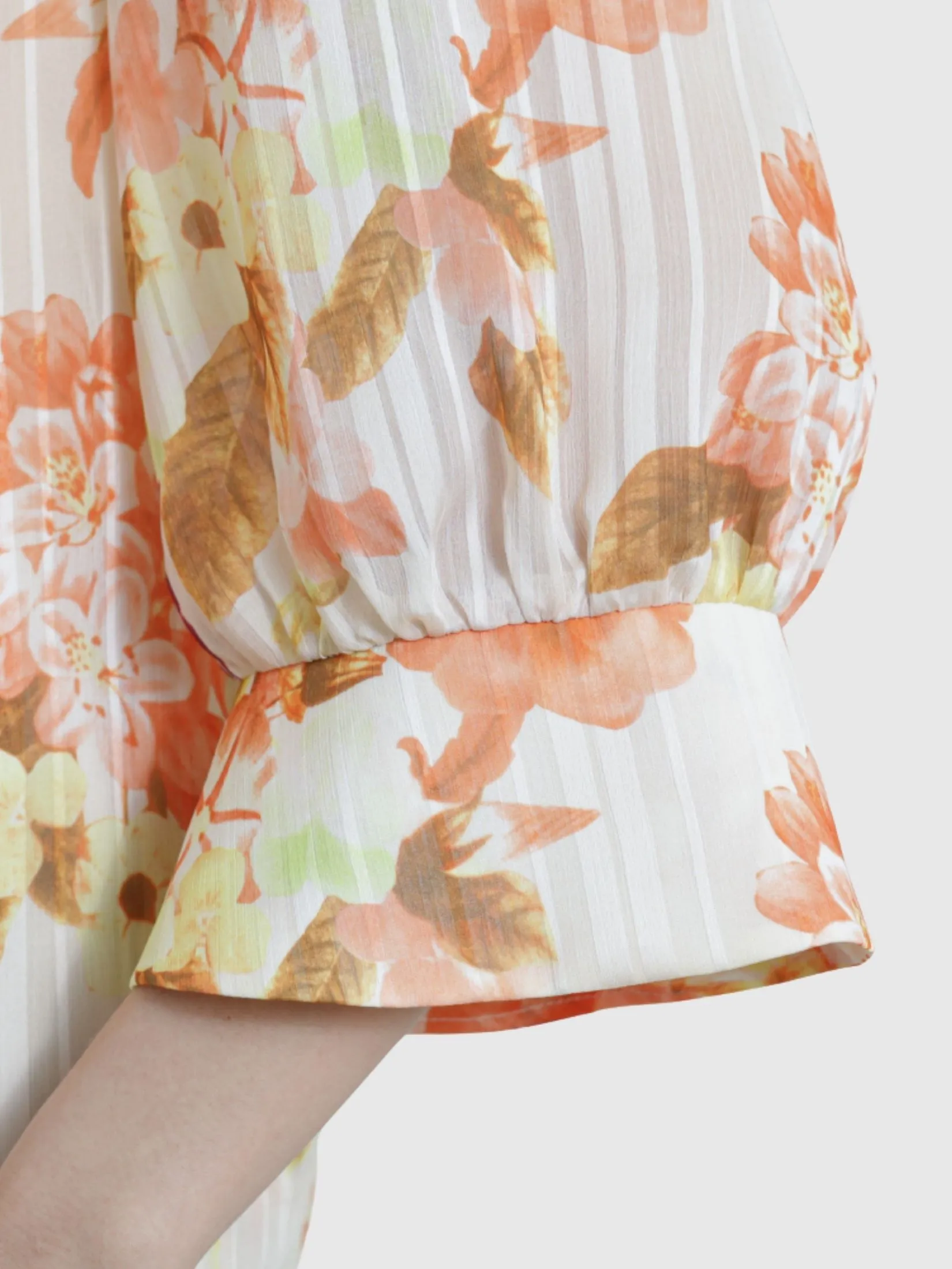 MIKIKO Women Blouse Long Sleeves Chiffon Angora Orange