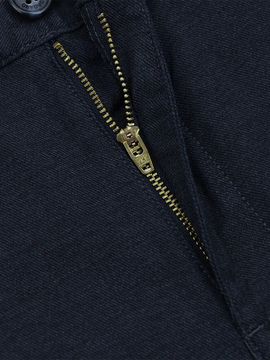 GIORDANO Men's Slim Easy Care Twill Cropped Pants (180° Elastic Waistband) Dark Heather Blue