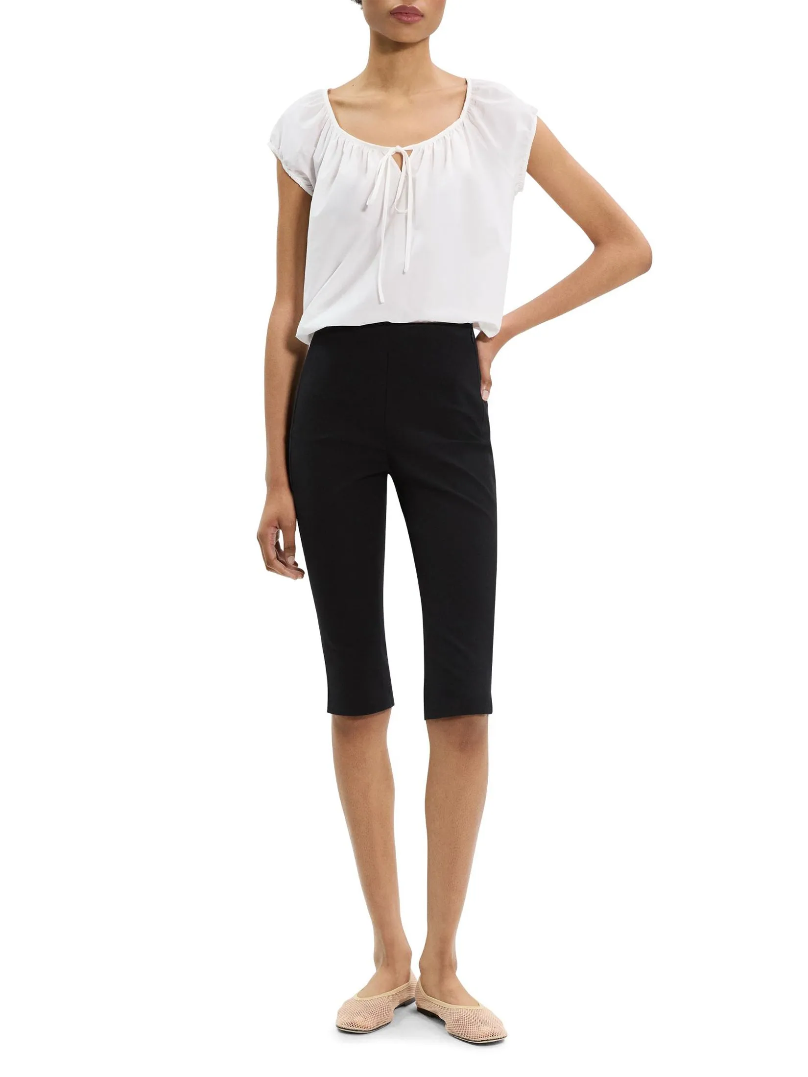 THEORY Women Capri Pant in Bistretch Black
