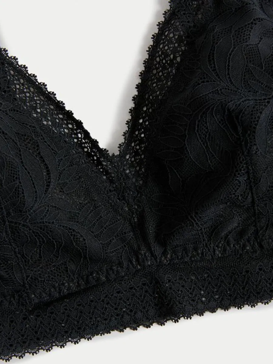 MARKS & SPENCER Women Bralette Flexifit Lace Non Wired Black