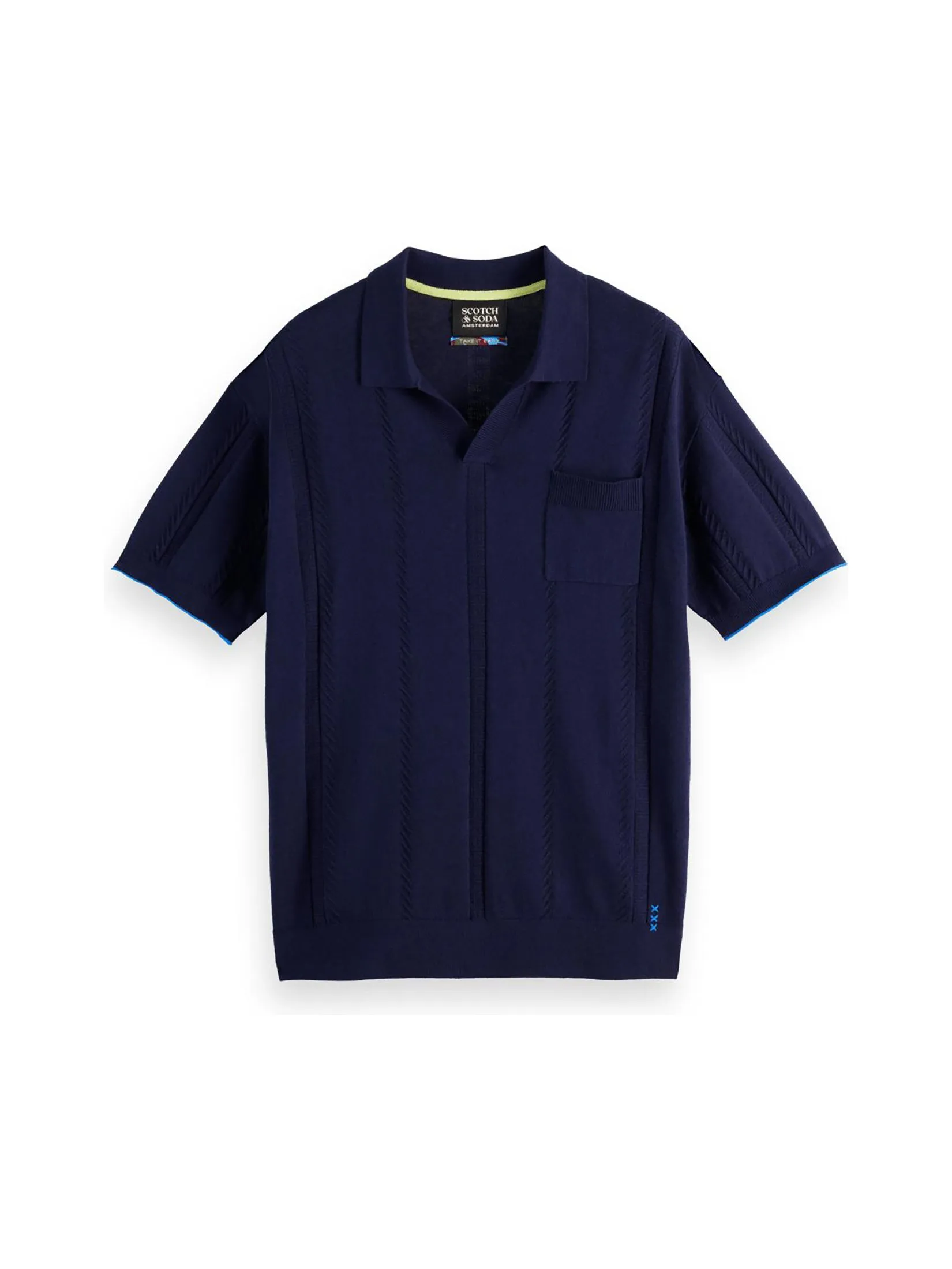 SCOTCH&SODA Men Polo V-Neck Relaxed Fit Knit